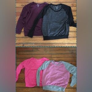Ideology long sleeve tops banded bottom Size M LOT OF 4 pink gray black maroon